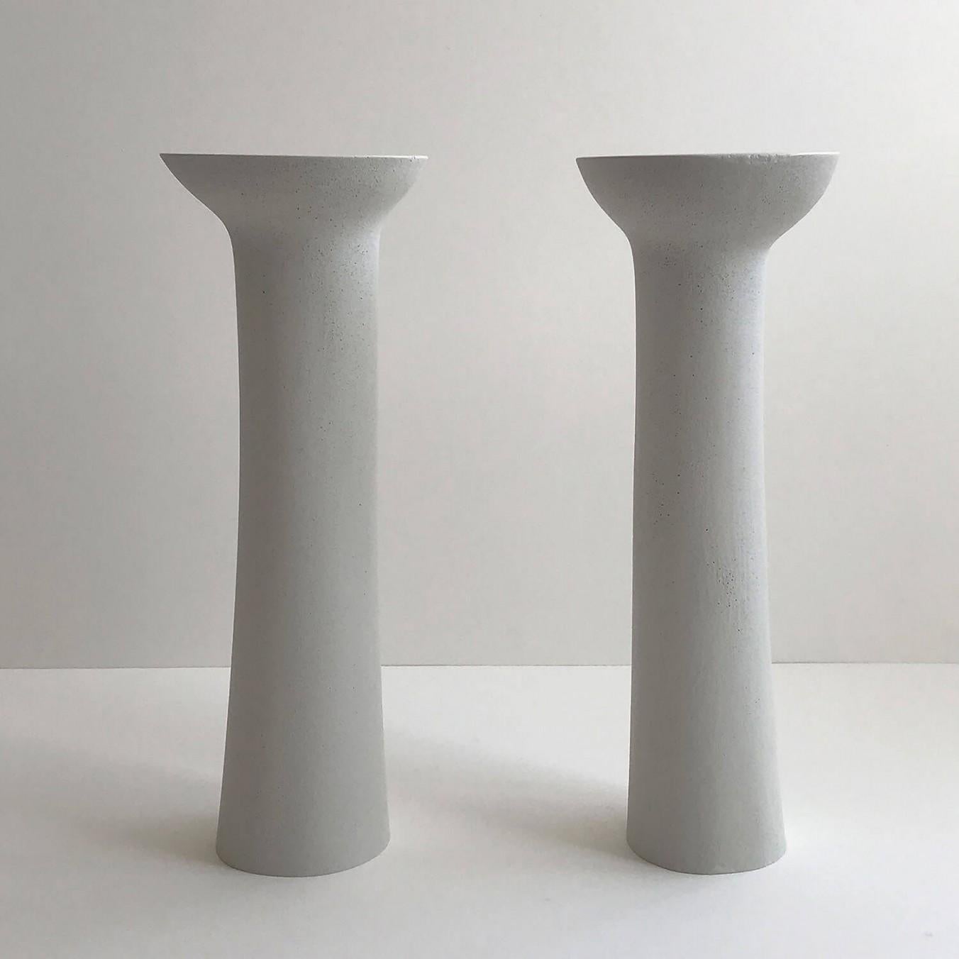 Contemporary White Jesmonite Candleholders by Malgorzata Bany - set of 2

Design: Malgorzata Bany
Material: Jesmonite stone (resin based plaster)

Dimensions (in): Diameter 5 x 13.5