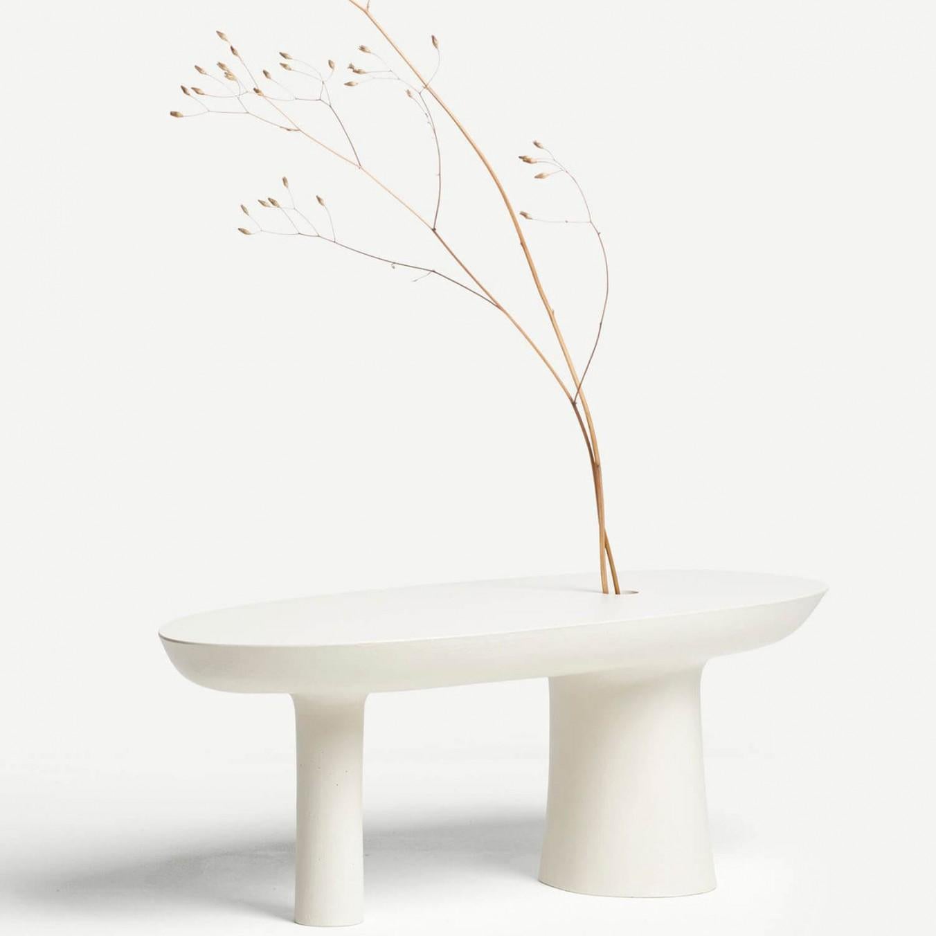 Modern Contemporary White Jesmonite Vase, Stem Vase by Malgorzata Bany For Sale