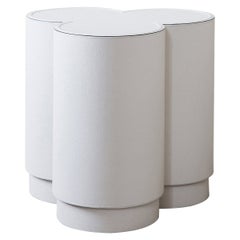 Contemporary White Leather Stool, Trinity by Stephane Parmentier for Giobagnara