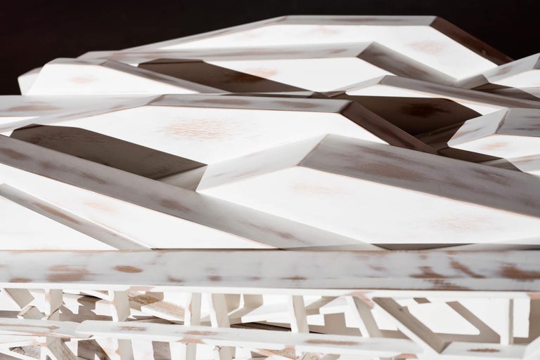 Portuguese 21st Century White Alder Wood Brutalist Sideboard, Handcrafted in Portugal For Sale