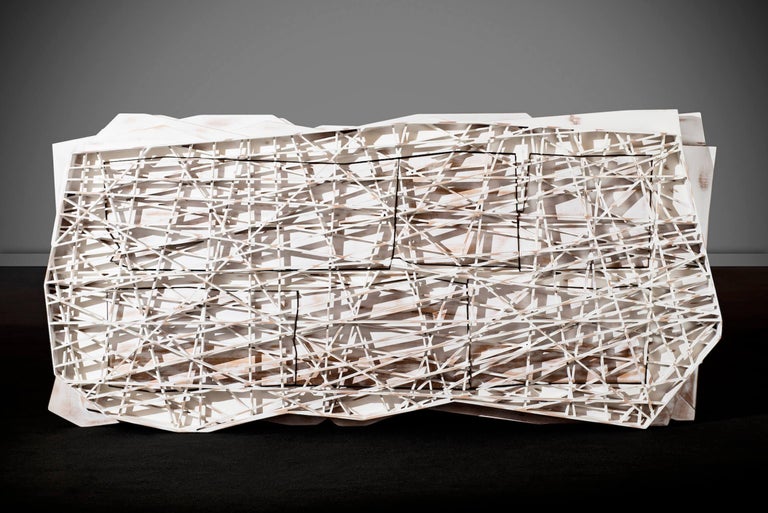21st Century White Alder Wood Brutalist Sideboard, Handcrafted in Portugal For Sale 2