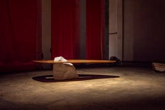 Contemporary White marble & Bubinga Wood Pico Rosa 0.3 table by Mircea Anghel