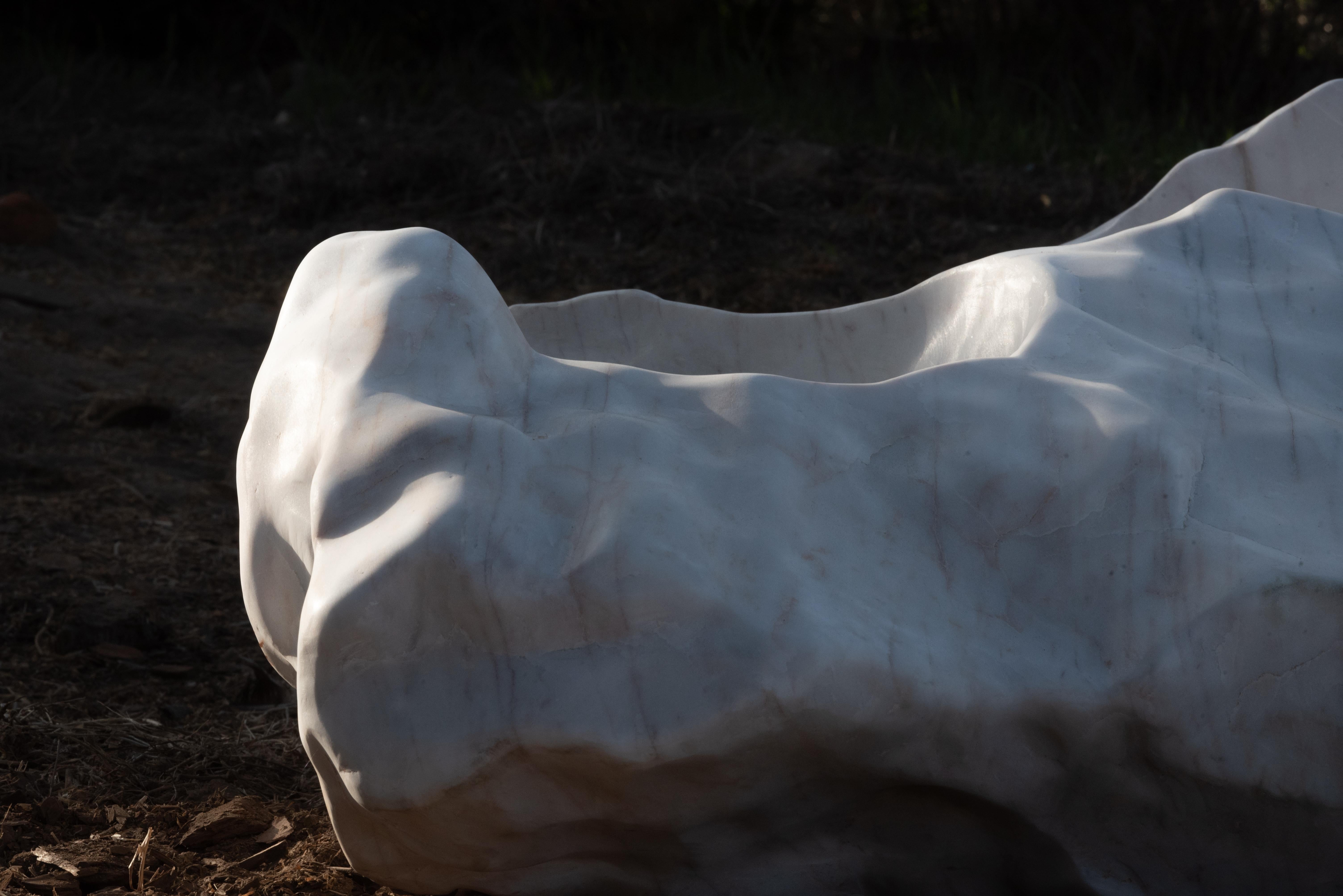 Contemporary white marble conversation chair For Sale 10