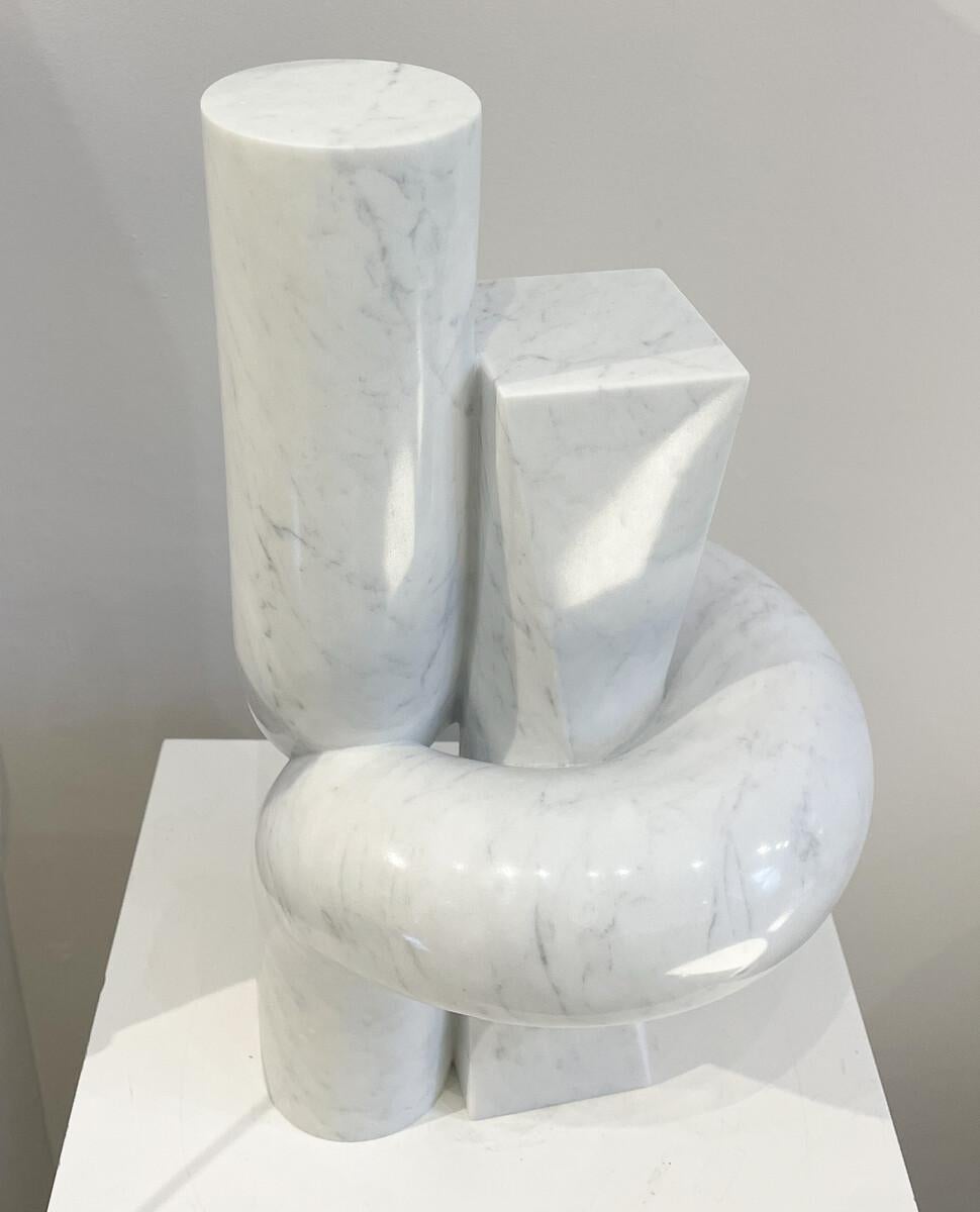 Contemporary White Marble Sculpture by Piet Van Loocke, Belgium In Good Condition For Sale In Brussels, BE