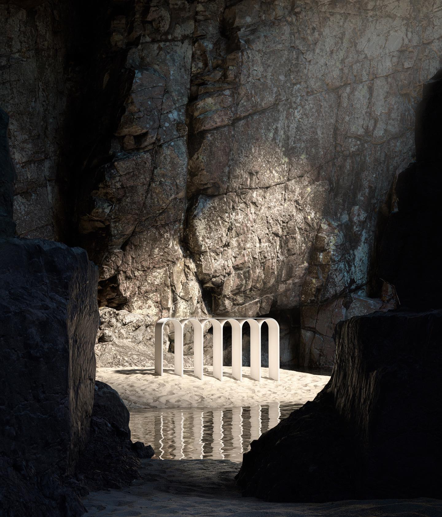 Contemporary White Plaster Arch Console by Pietro Franceschini For Sale 2