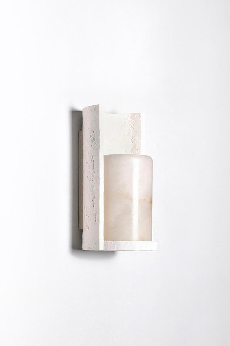 Modern Contemporary White Plaster with Alabaster Wall Sconce, Thea by Garnier&Linker