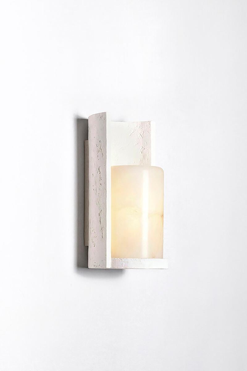 French Contemporary White Plaster with Alabaster Wall Sconce, Thea by Garnier&Linker
