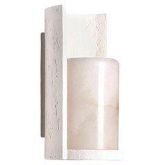 Contemporary White Plaster with Alabaster Wall Sconce, Thea by Garnier&Linker