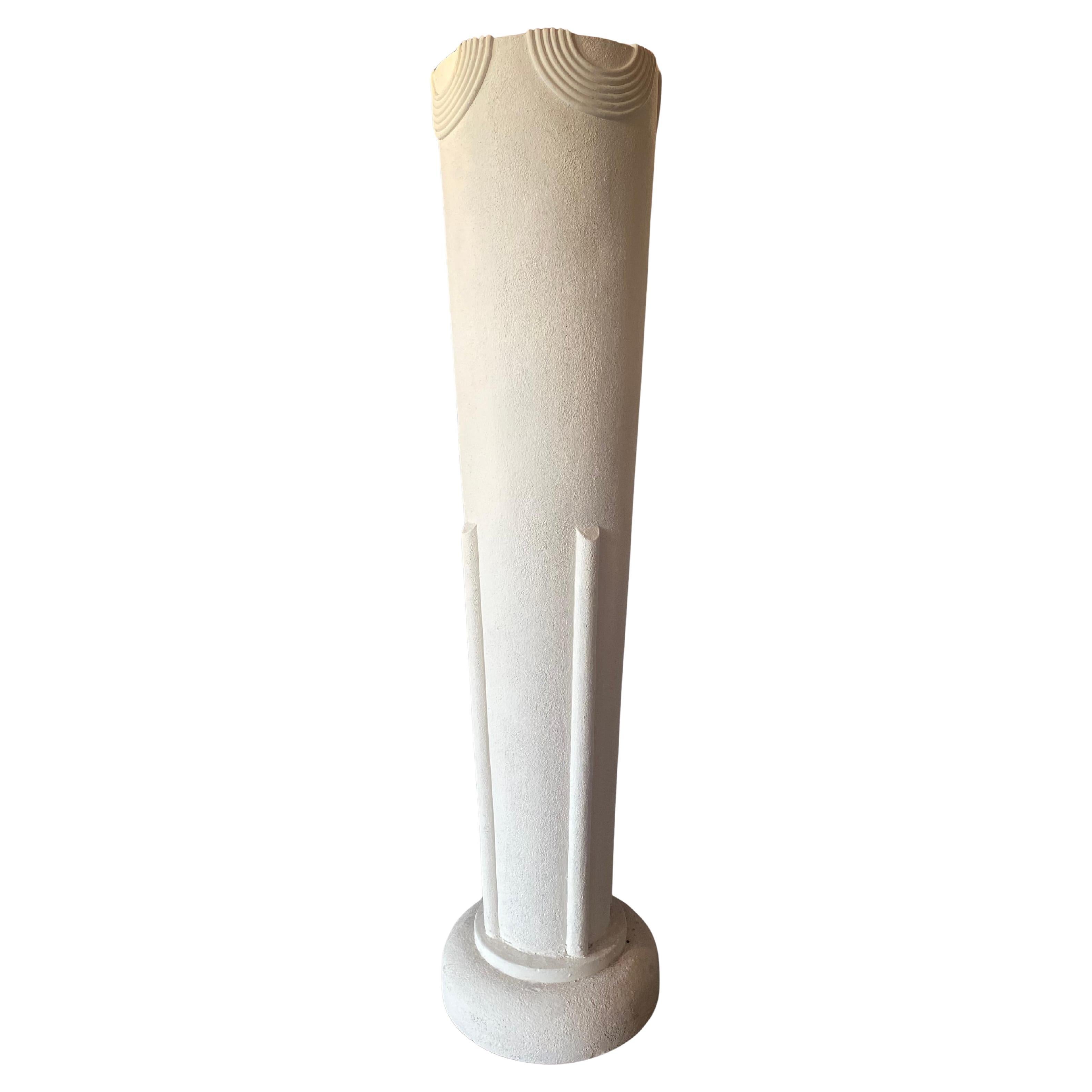 Contemporary White Plaster Pedestal in Greek Revival Style For Sale