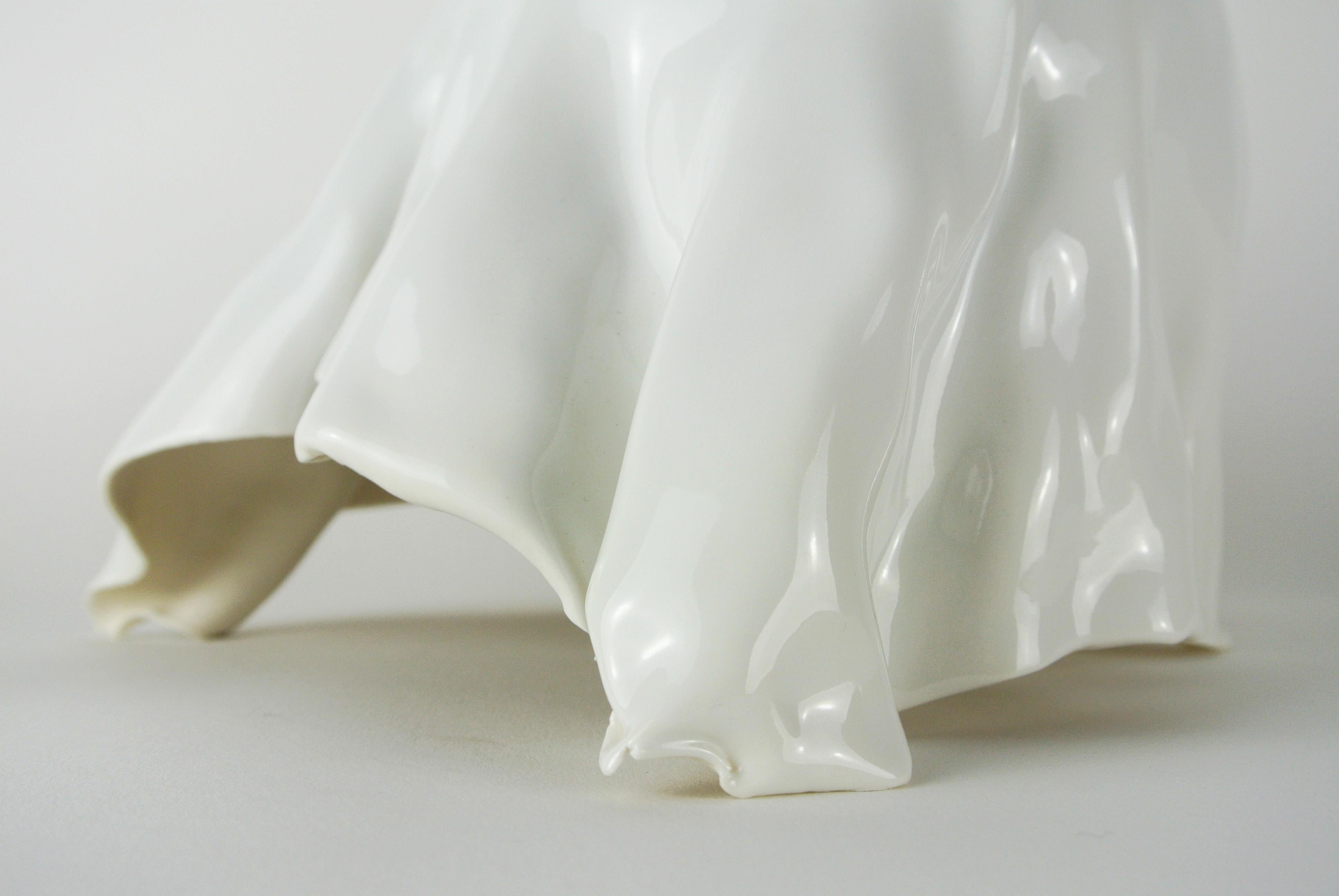 Organic Modern Contemporary White Porcelain Object by Danish Artist Christine Roland For Sale