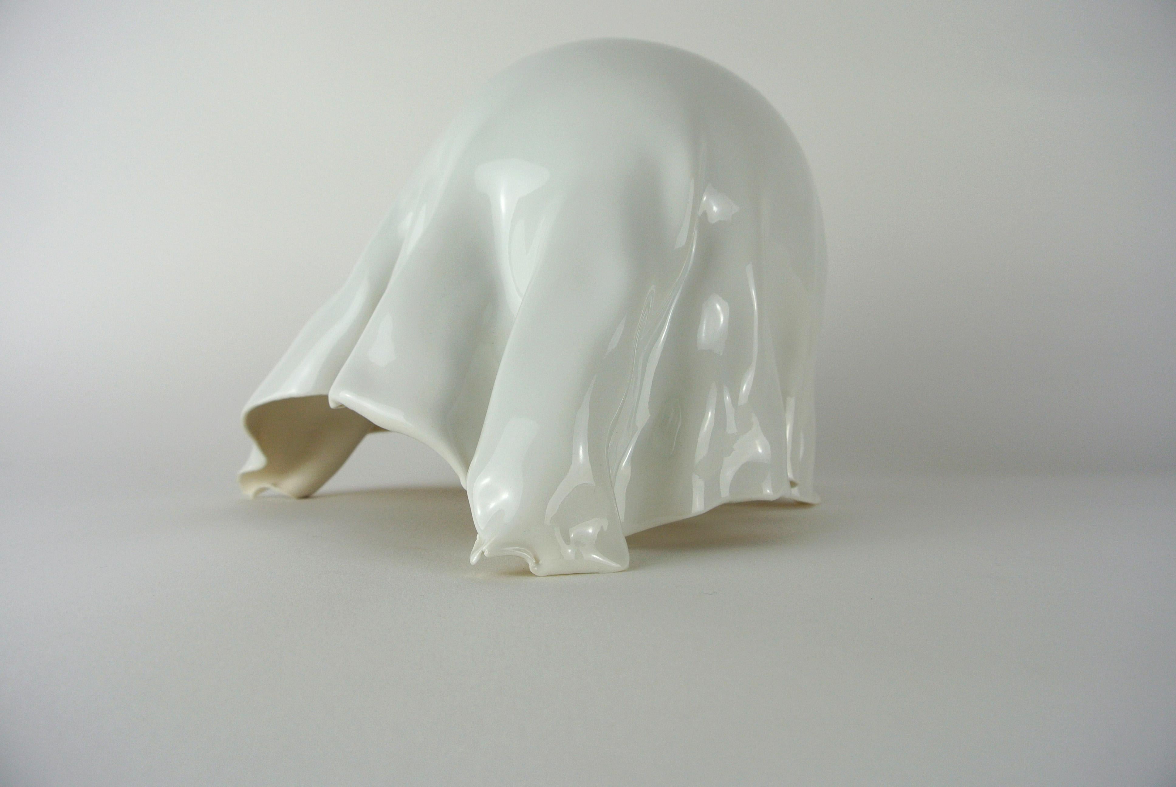 German Contemporary White Porcelain Object by Danish Artist Christine Roland For Sale
