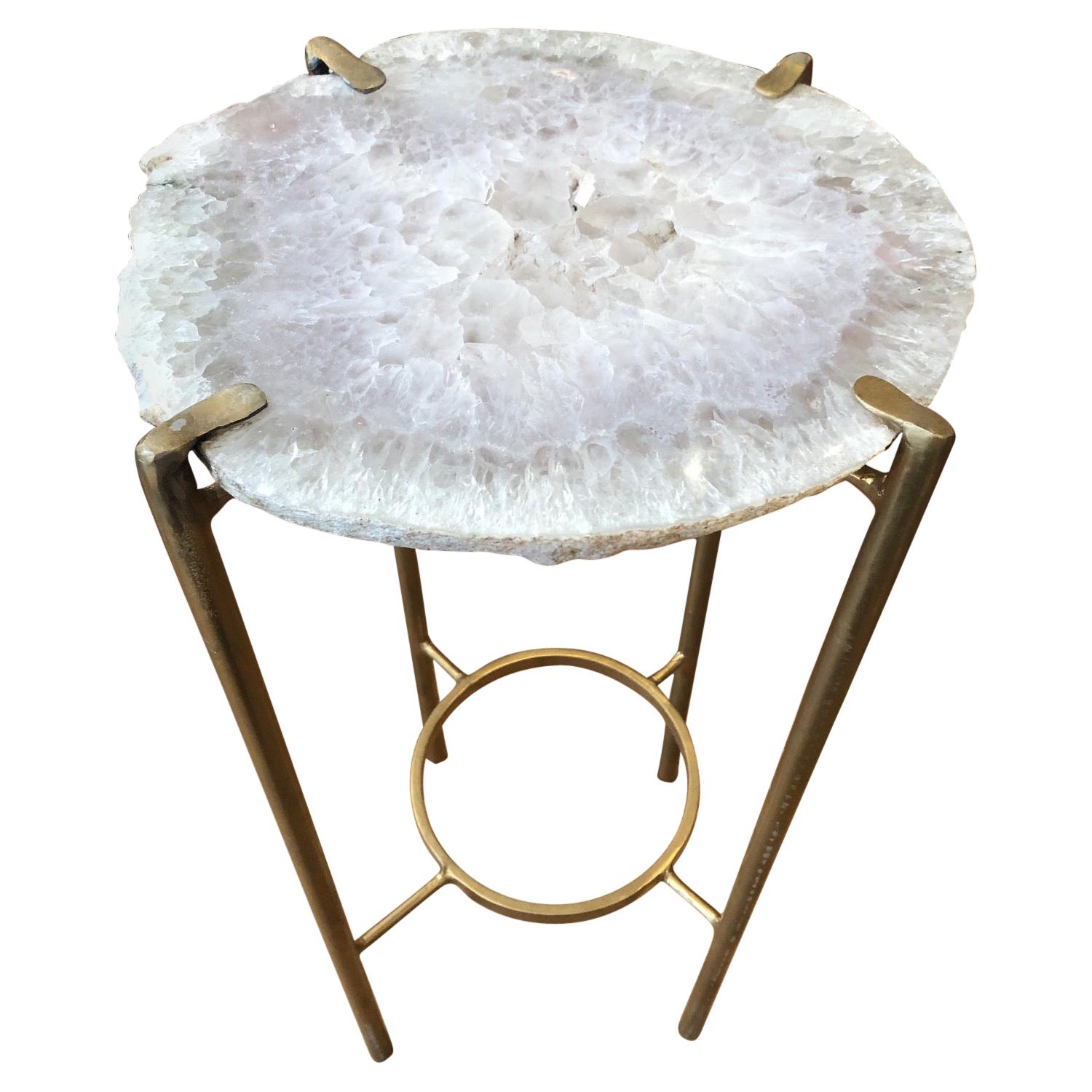 Modern Blue and White Quartz End Table at 1stdibs