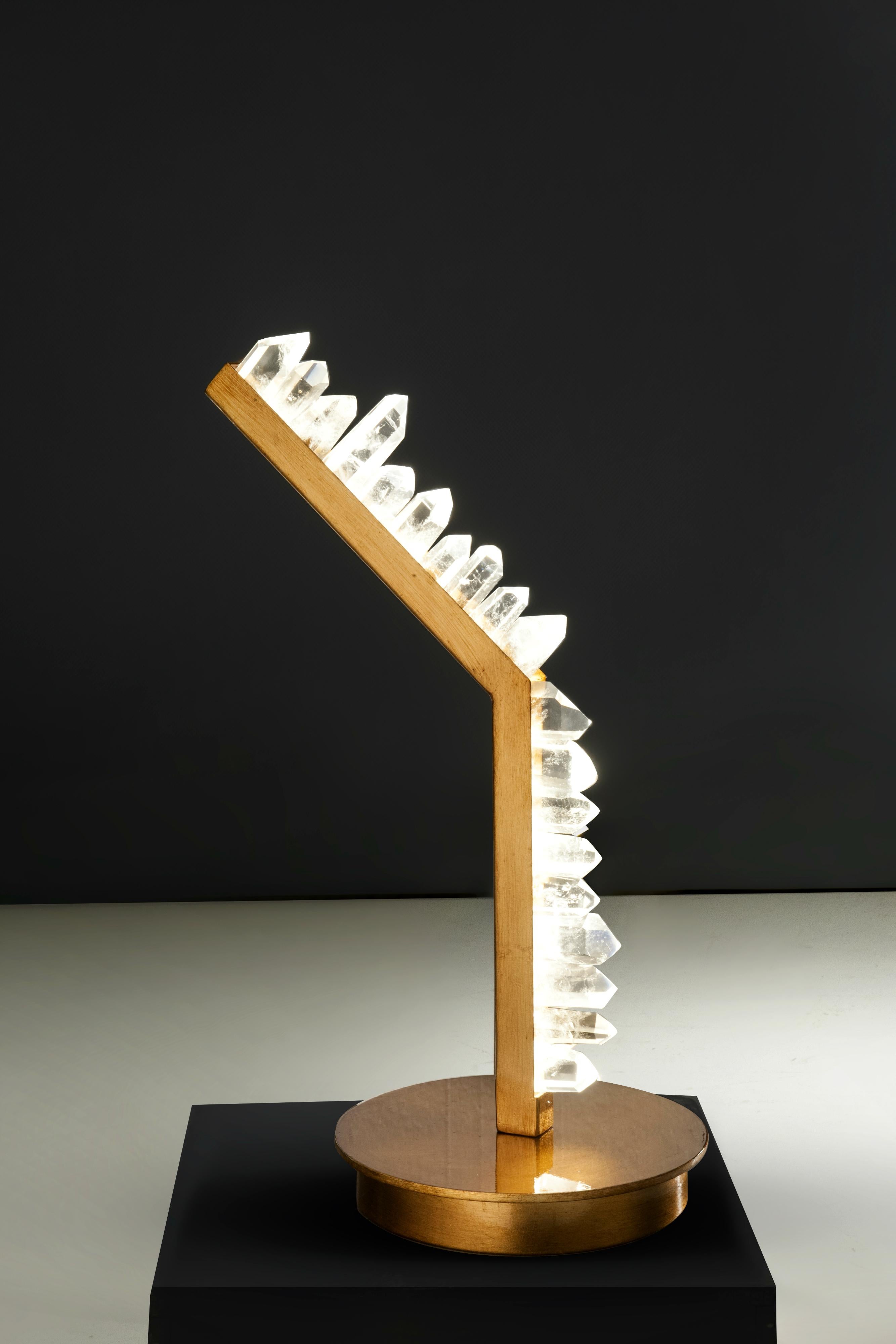Post-Modern White Quartz Table Lamp by Aver For Sale