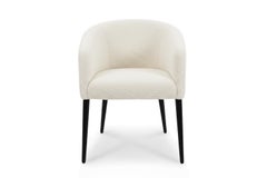 Contemporary White Shearling Dining Chair with Black Legs Utopía