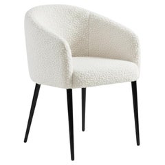 Contemporary White Shearling Dining Chair with Black Legs Utopía