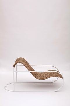 Contemporary White Steel Chaise Lounge Cord Seat by Carla Cascales