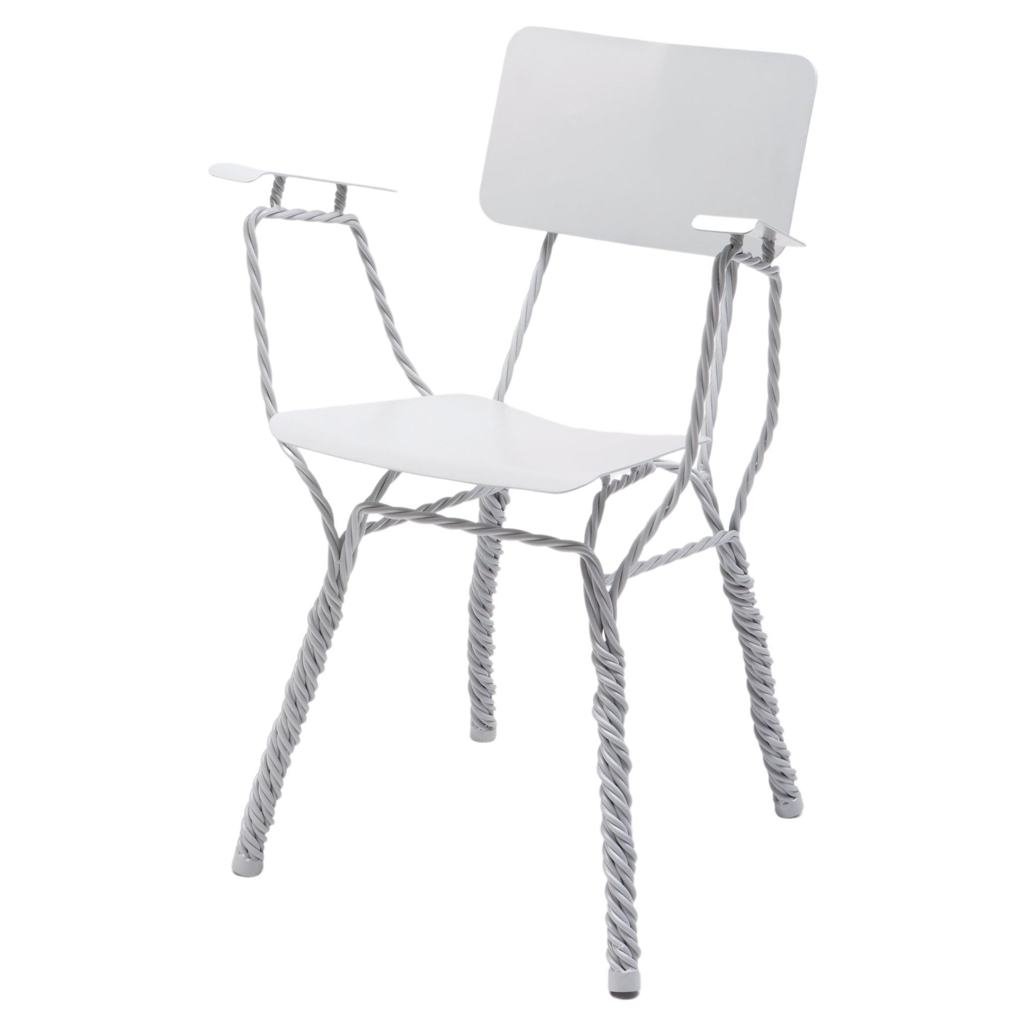 Contemporary White Steel Twisted Arm Chair by by Ward Wijnant For Sale