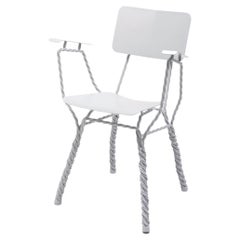 Contemporary White Steel Twisted Arm Chair by by Ward Wijnant