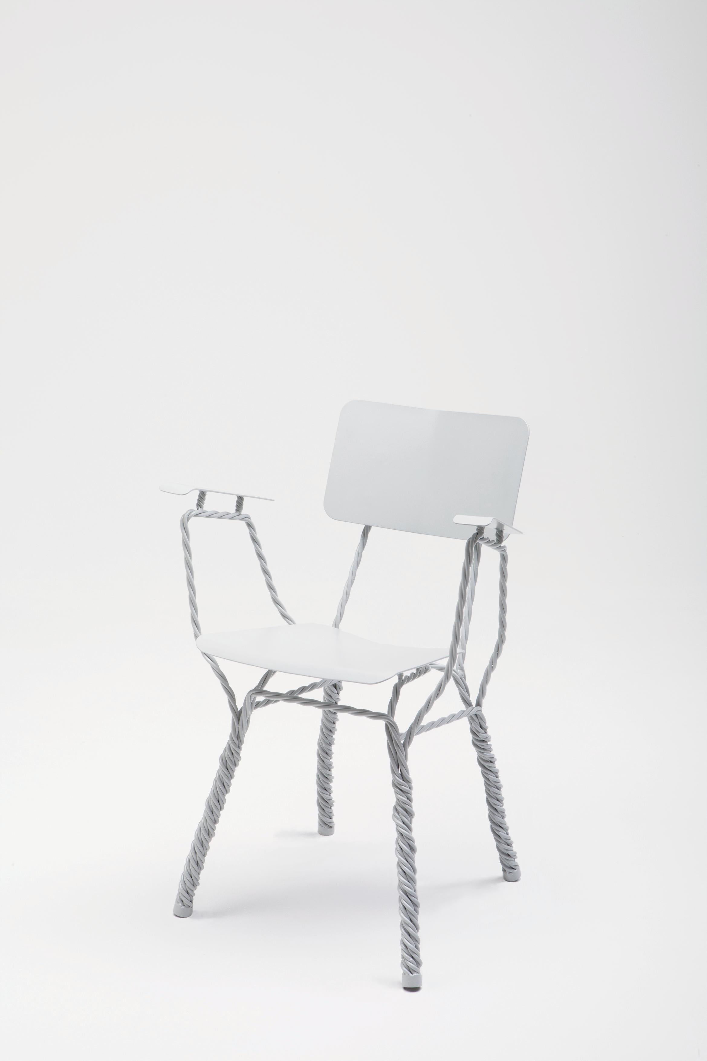 Contemporary White Steel Twisted Dining Chair by by Ward Wijnant For Sale 5