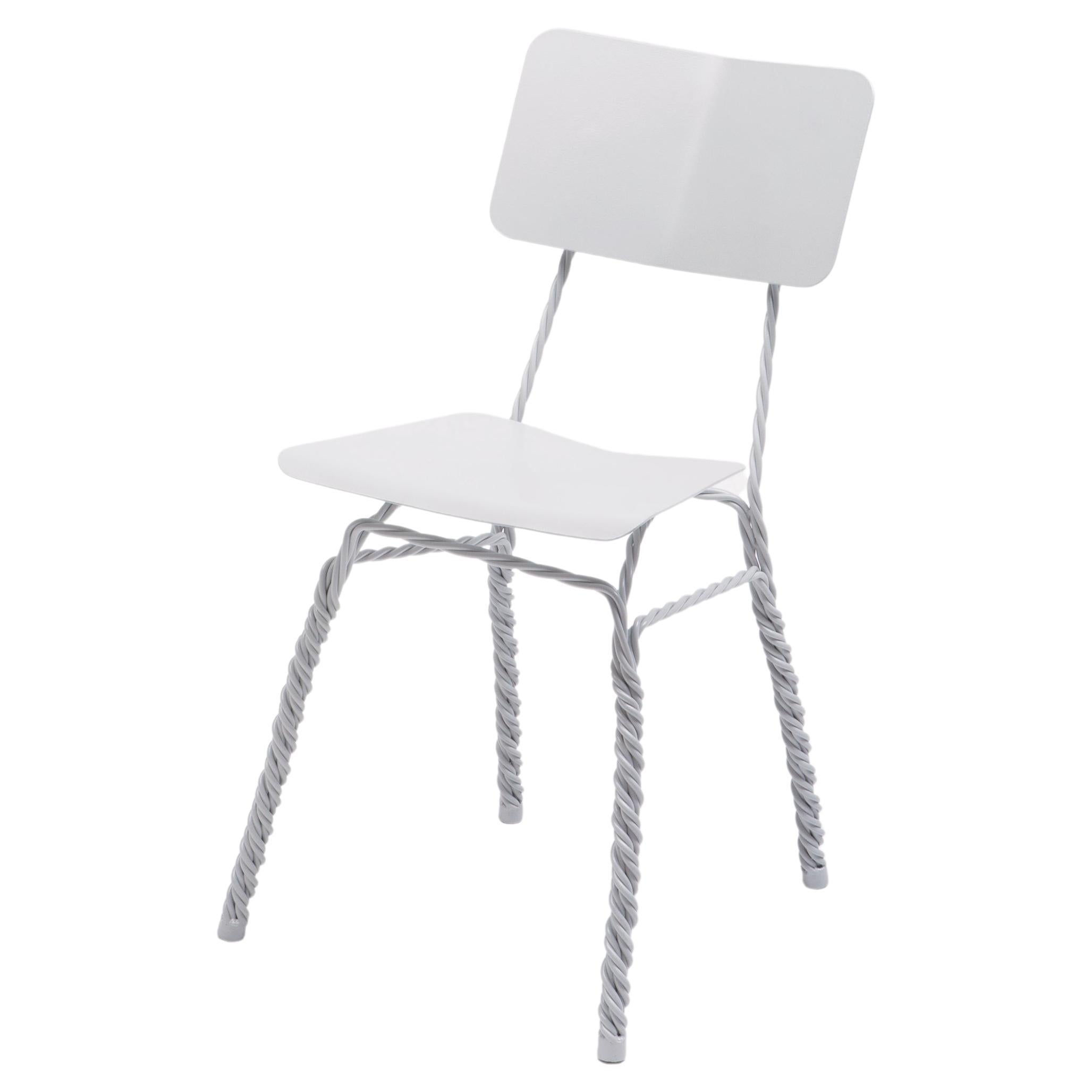 Contemporary White Steel Twisted Dining Chair by by Ward Wijnant