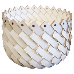 Contemporary White Woven Leather Almeria Small Basket