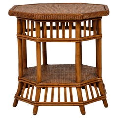 Contemporary Wicker and Split Reed Octagonal End / Side Table