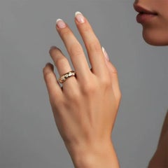 Contemporary Wide Band 14K (or 18k upon request) Yellow Gold Flush Diamond Ring