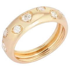 Contemporary Wide Band 14K (or 18k upon request) Yellow Gold Flush Diamond Ring
