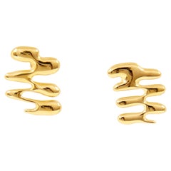 Contemporary Wiggle Earrings, 18 Carat Gold Plated Recycled Silver