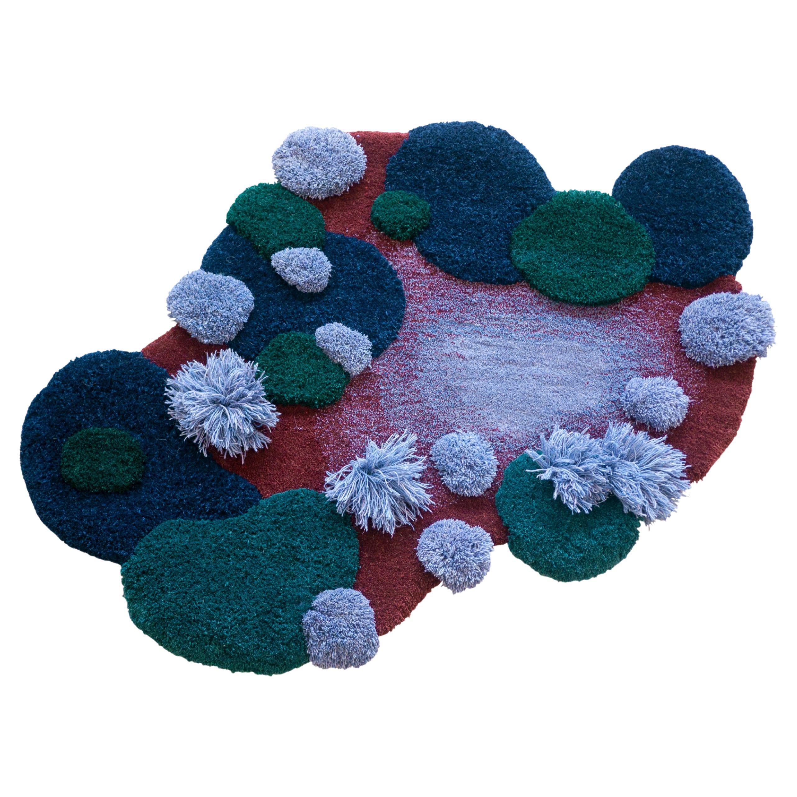 Zeitgenössischer, wilder, farbenfroher Teppich, Smaragdmütze von Alfie Furry Friends