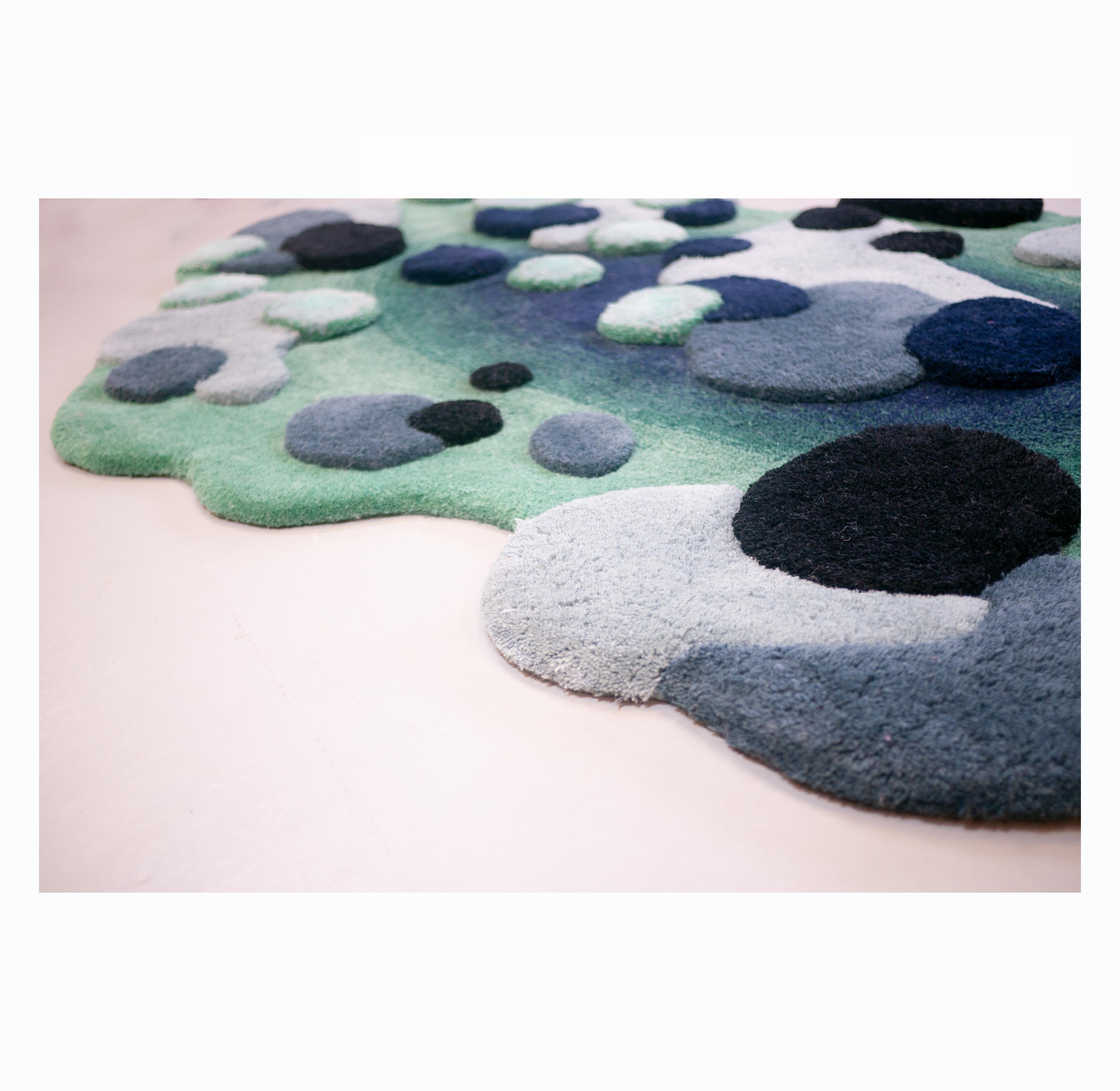 Wool Contemporary, Wild Colorful Carpet, Midnight Grass by Alfie Furry Friends For Sale