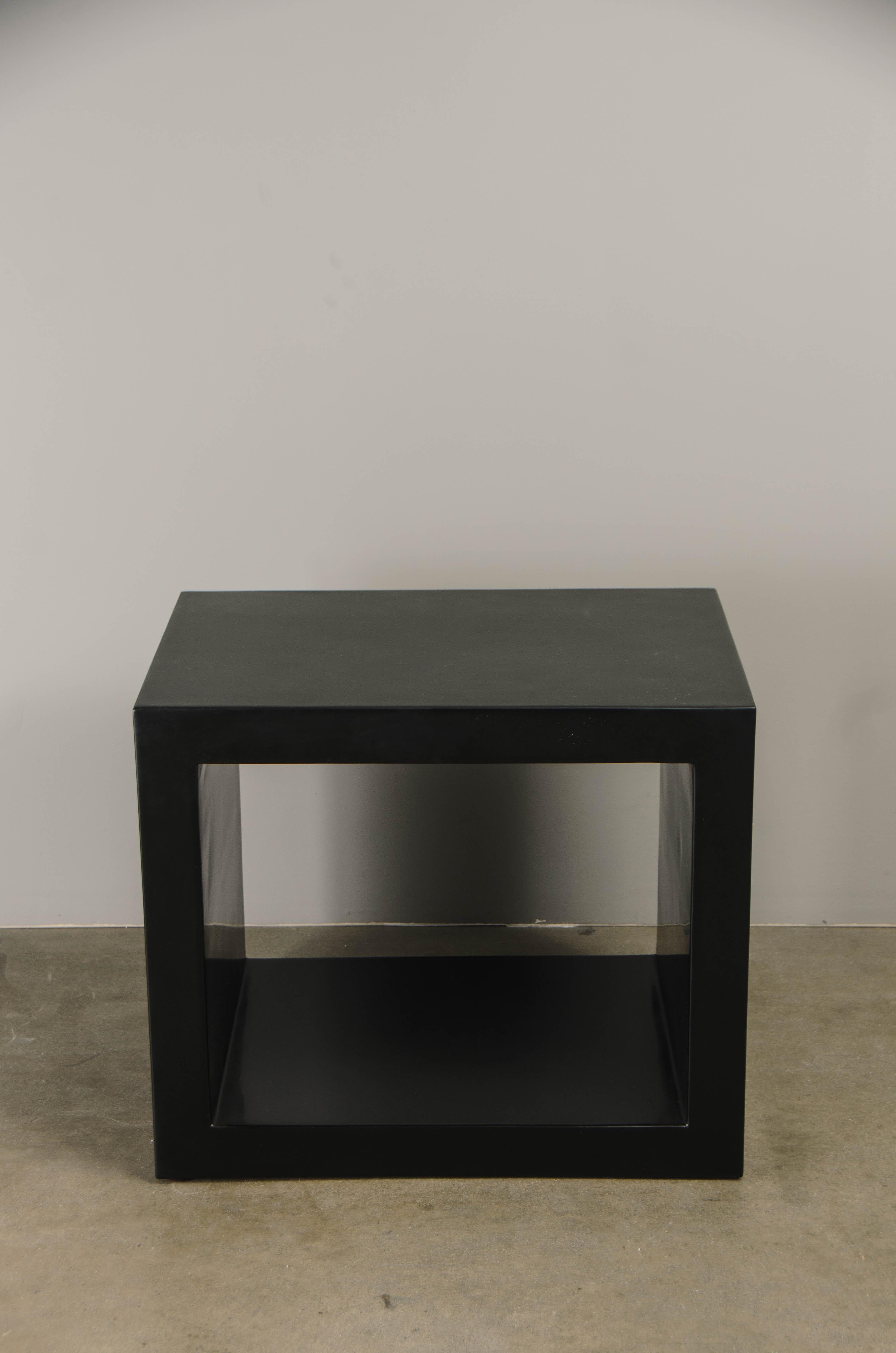 Window Side Table
Black Lacquer
Hand Made
Limited Edition
Contemporary
Each piece is individually crafted and is unique. 

Lacquer is a technique that dates back to the Shang dynasty, circa 1600-1100 B.C. These pieces are made with at least