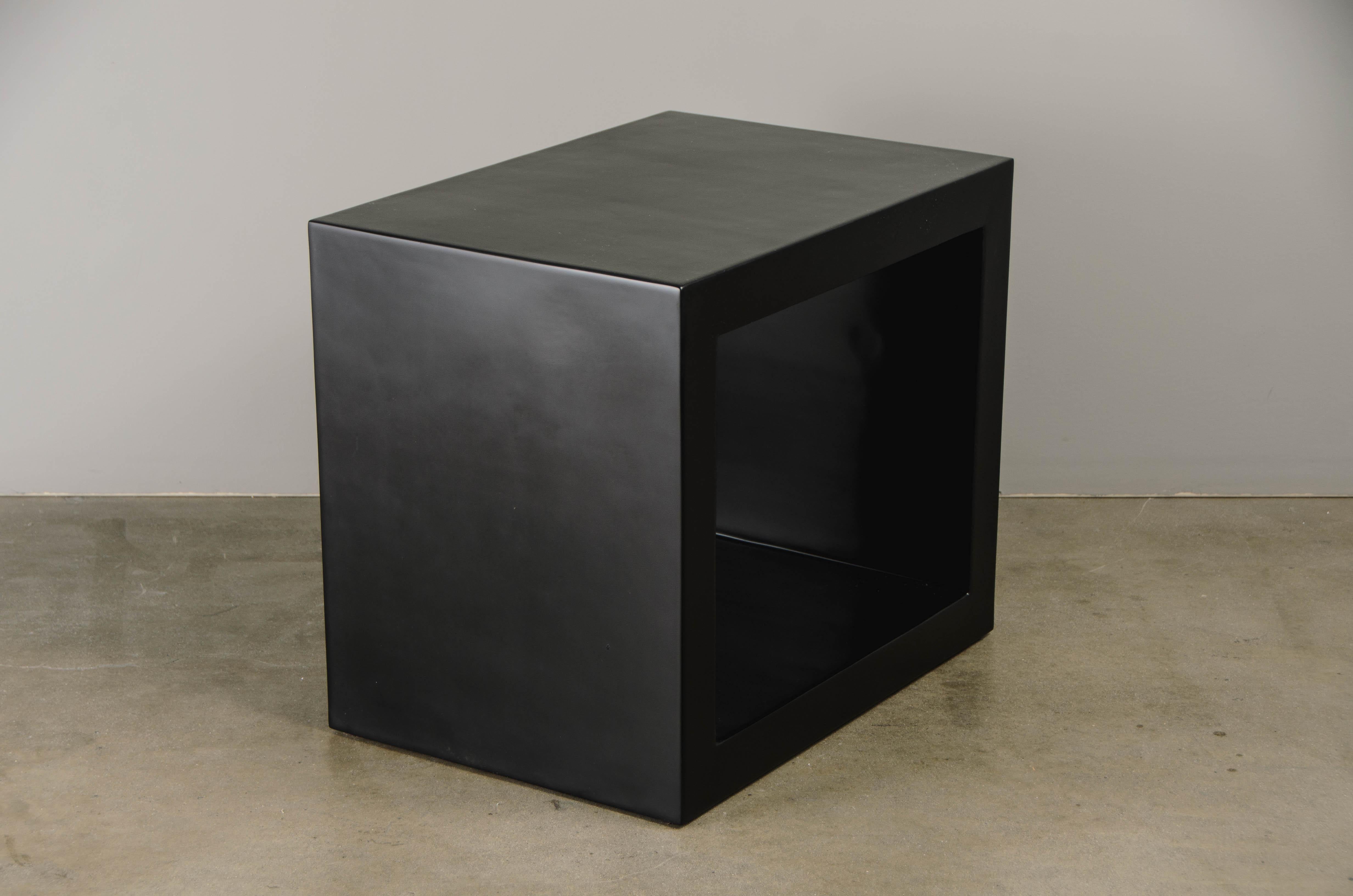 Minimalist Contemporary Window Side Table in Black Lacquer by Robert Kuo, Limited Edition For Sale