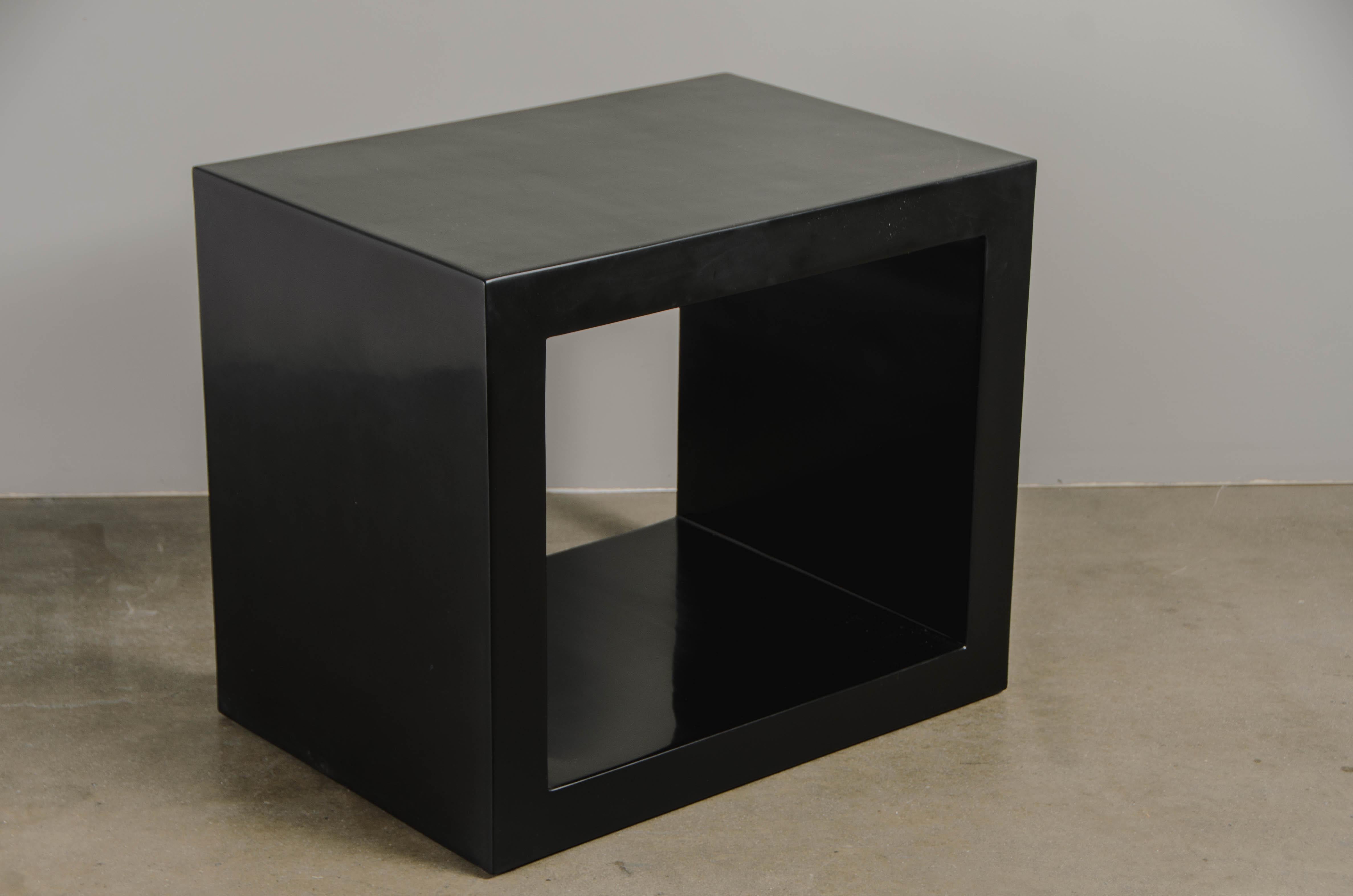 Contemporary Window Side Table in Black Lacquer by Robert Kuo, Limited Edition In New Condition For Sale In Los Angeles, CA