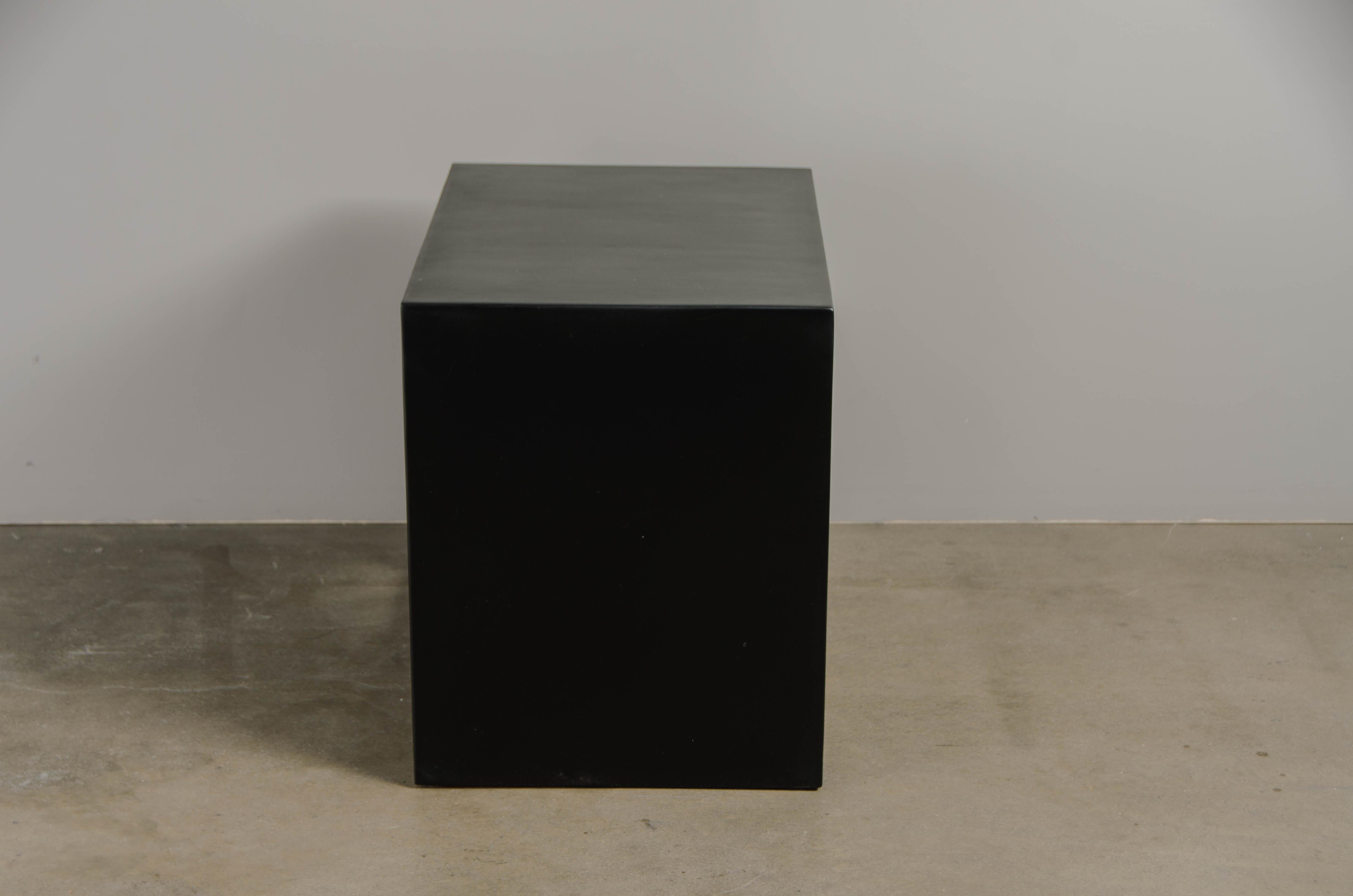 Contemporary Window Side Table in Black Lacquer by Robert Kuo, Limited Edition For Sale 1