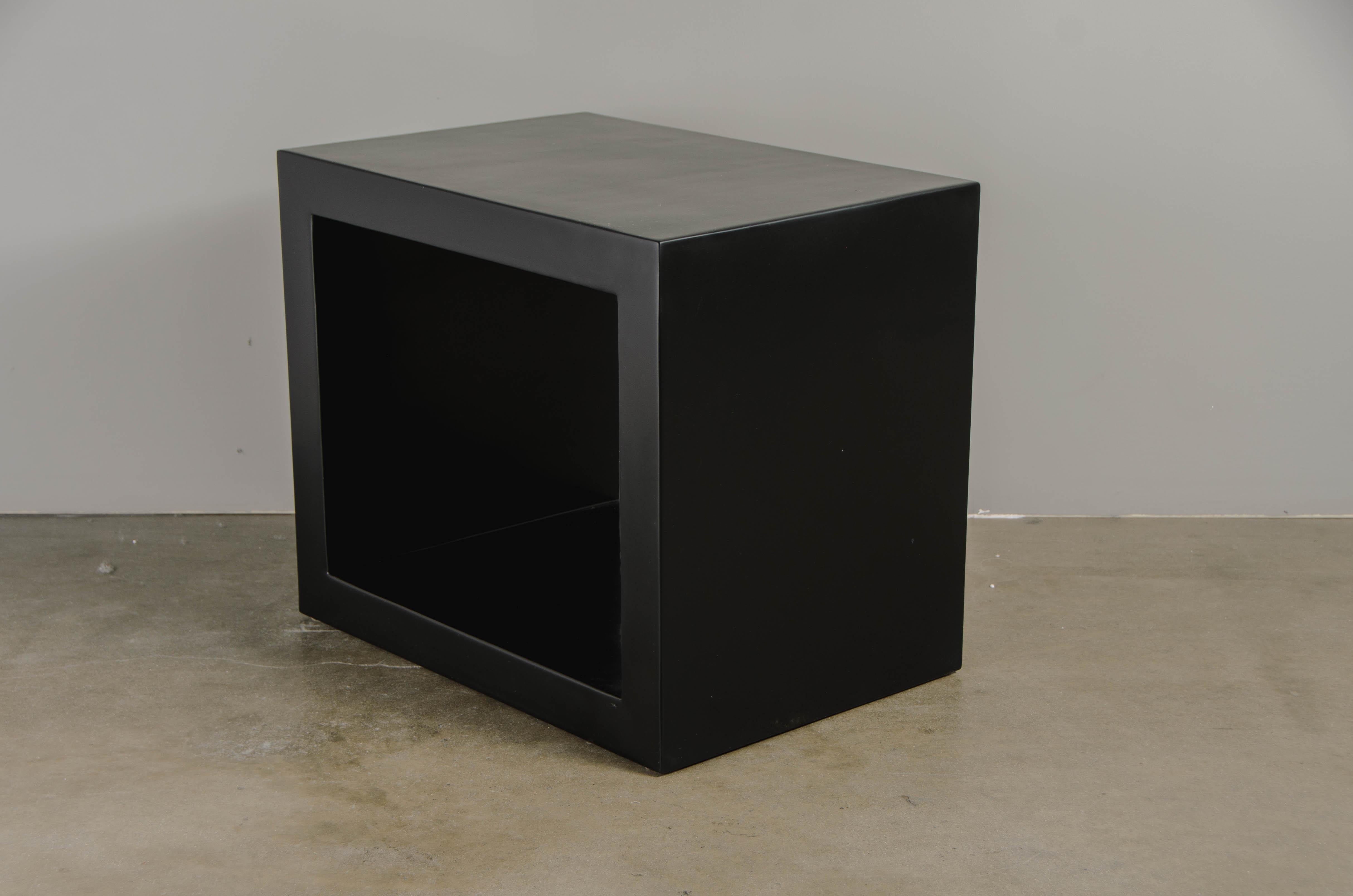 Contemporary Window Side Table in Black Lacquer by Robert Kuo, Limited Edition For Sale 2