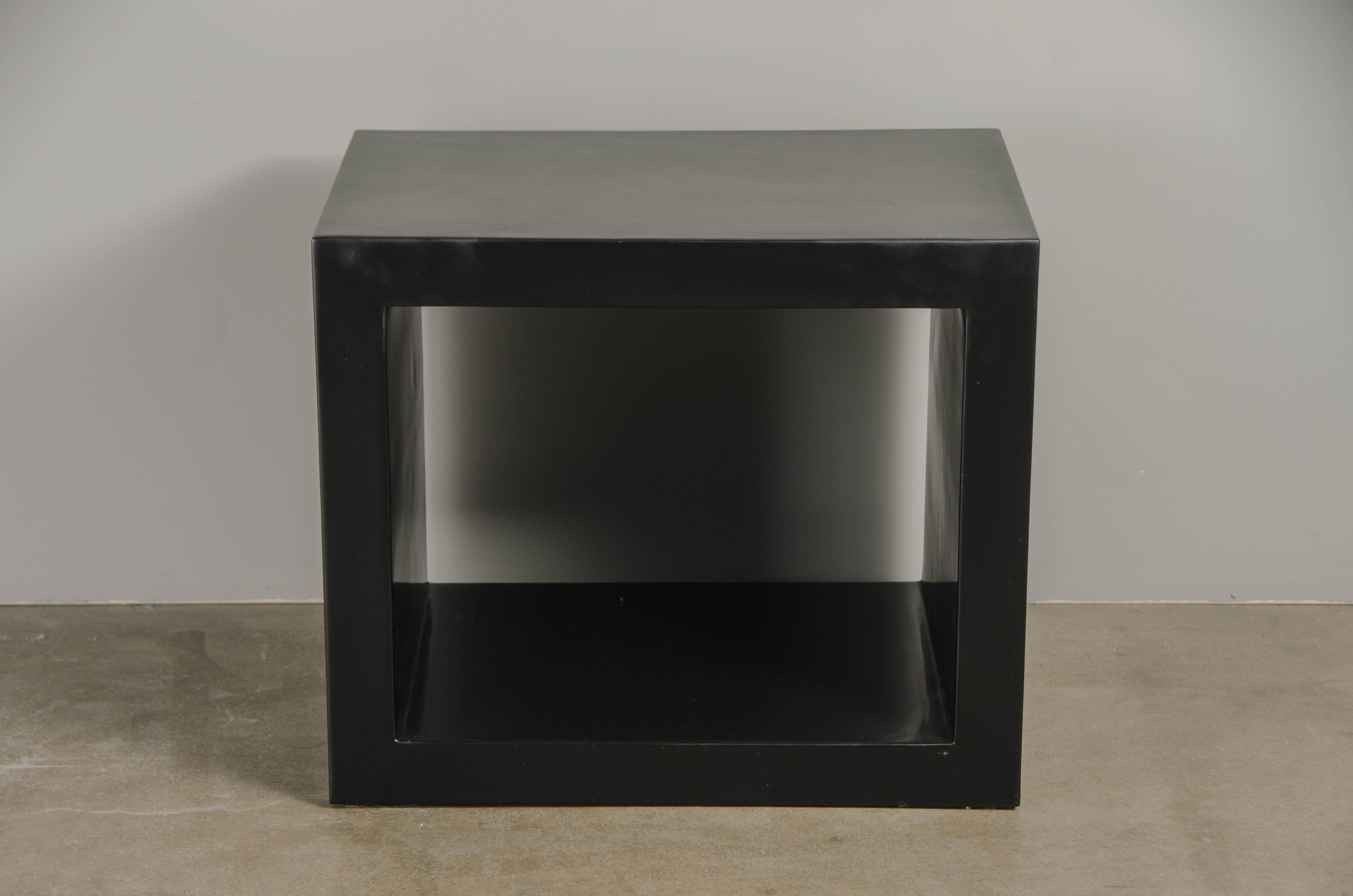 Contemporary Window Side Table in Black Lacquer by Robert Kuo, Limited Edition For Sale 3