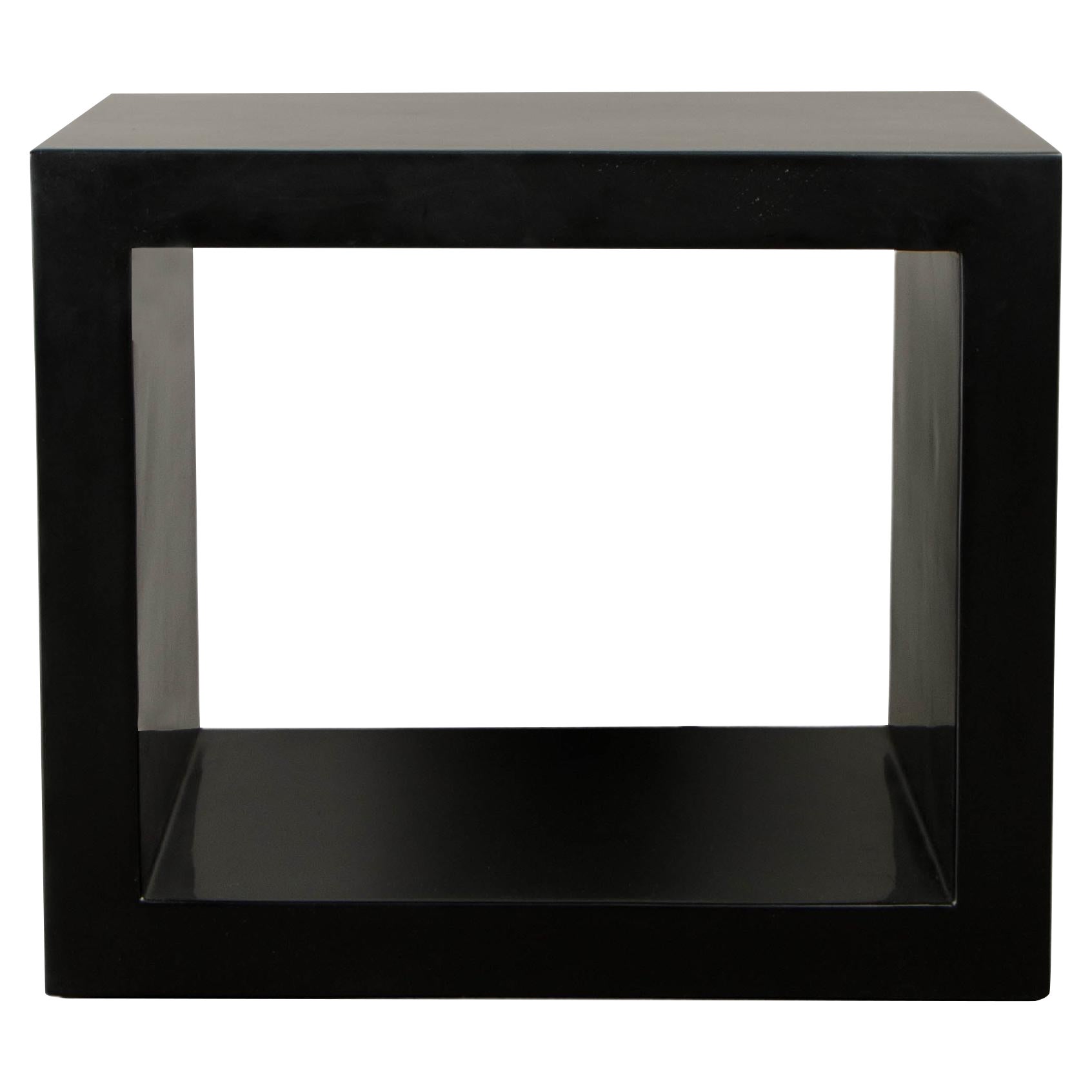 Contemporary Window Side Table in Black Lacquer by Robert Kuo, Limited Edition For Sale