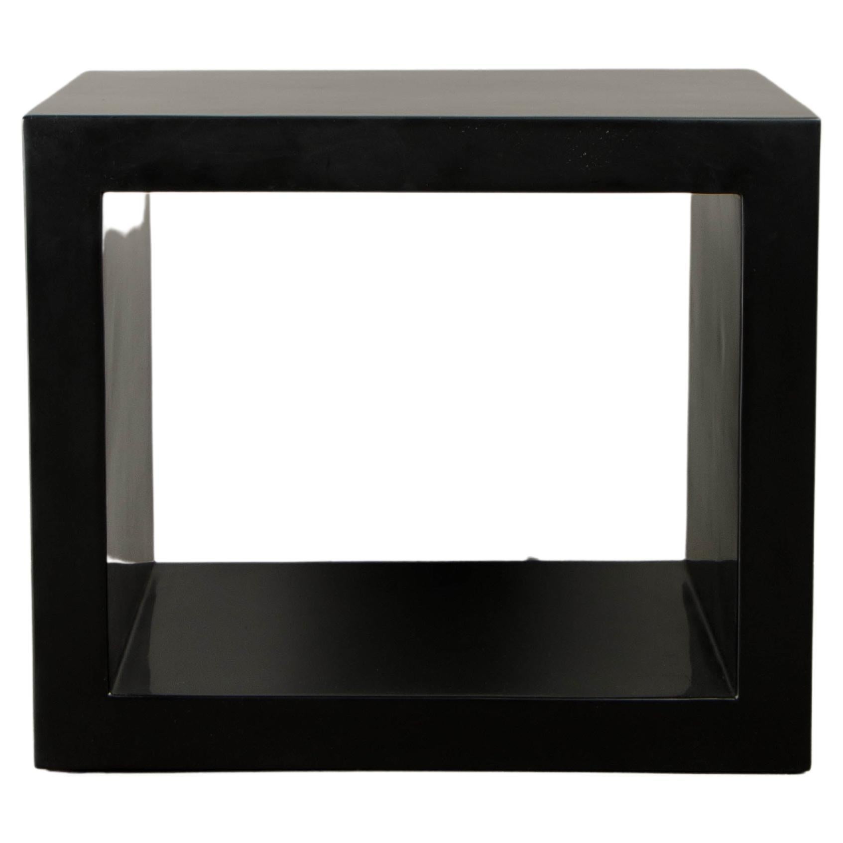 Contemporary Window Side Table in Black Lacquer by Robert Kuo, Limited Edition For Sale