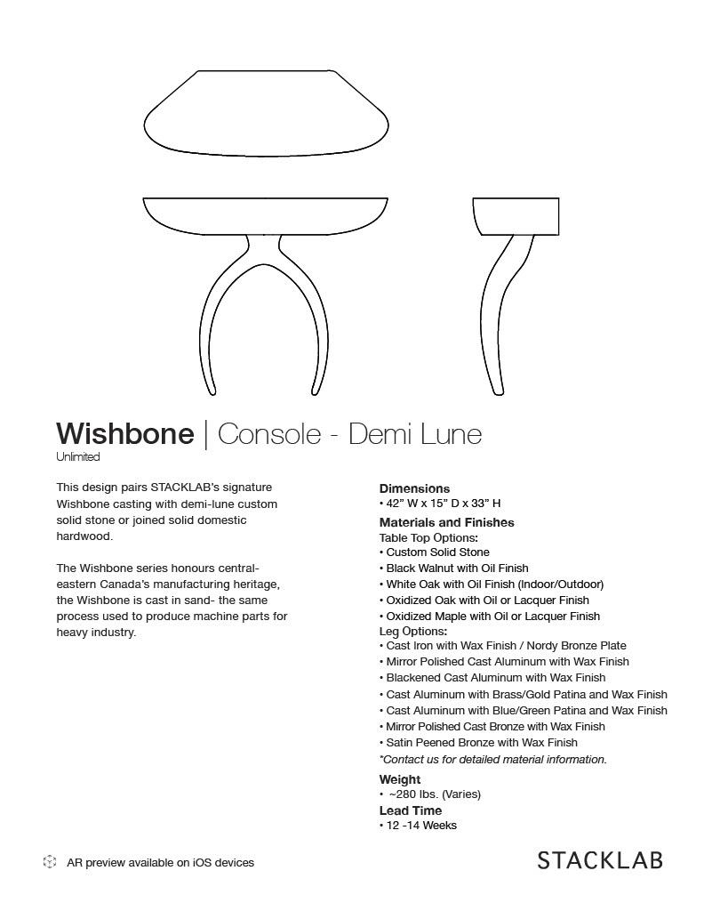 Stacklab, Wishbone Console - Demilune Wood  For Sale 3