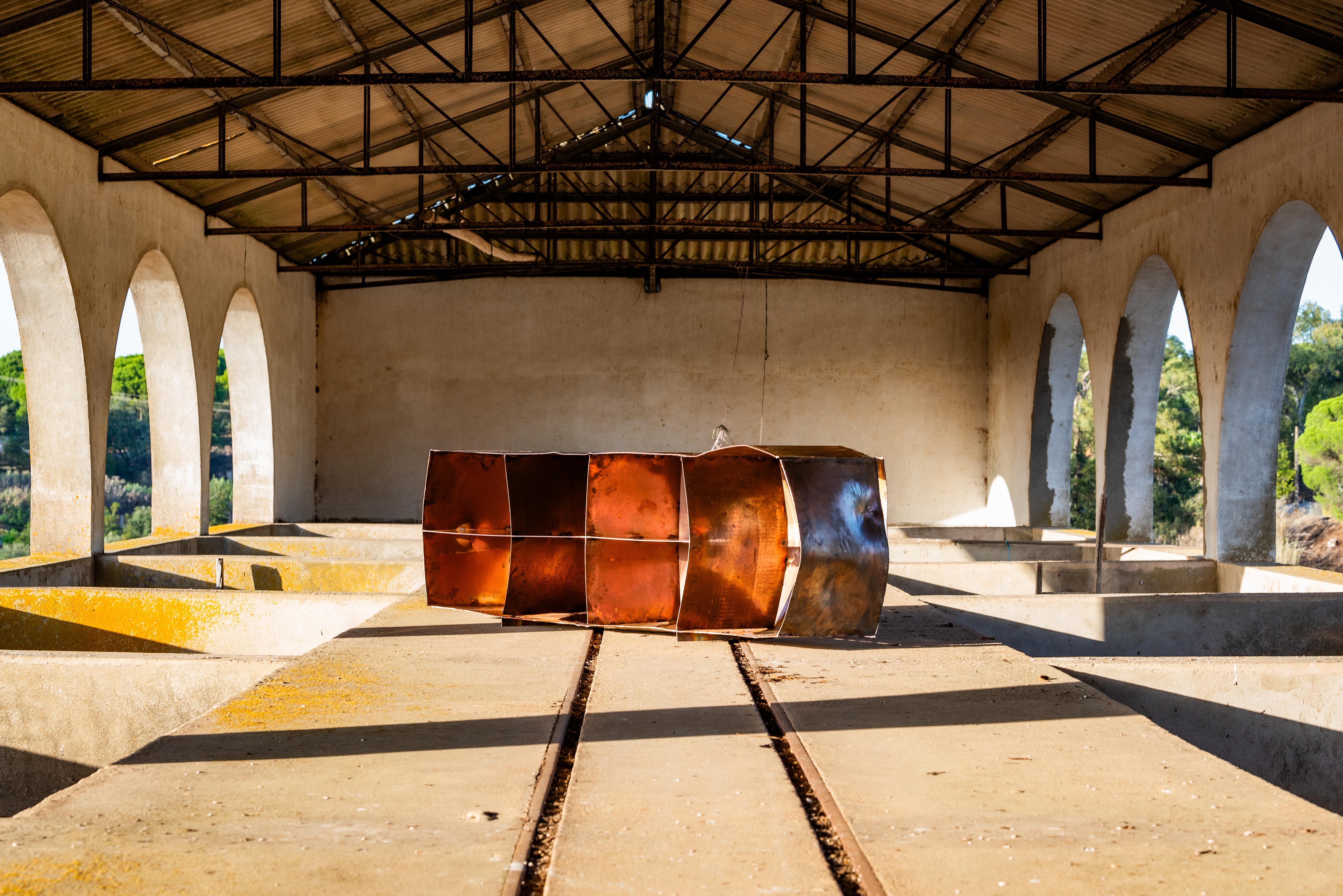 Copper Contemporary with dynamite exploded 'Lose control' cabinet For Sale