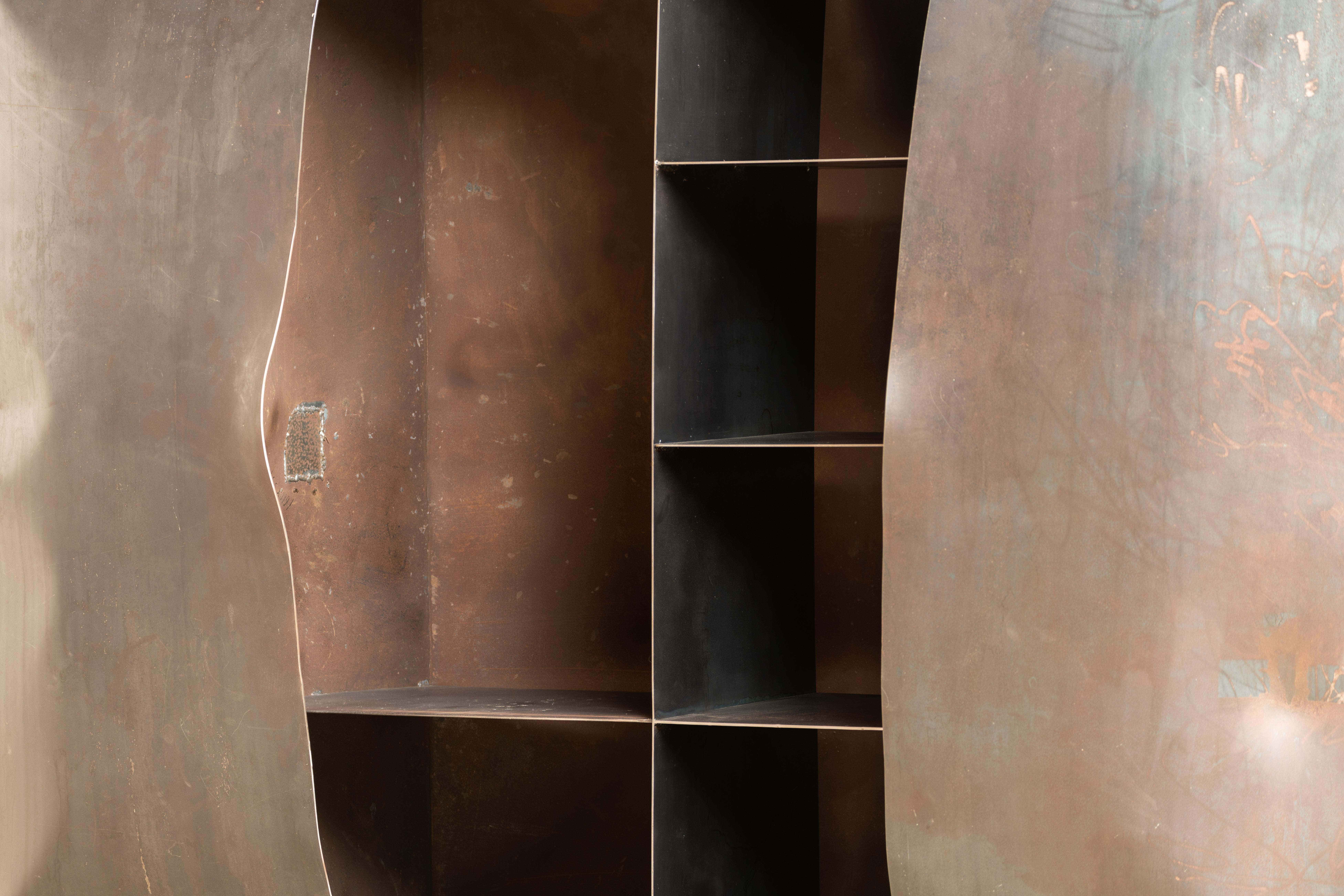 Contemporary with dynamite exploded 'Lose control' SteelCabinet by Mircea Anghel For Sale 6