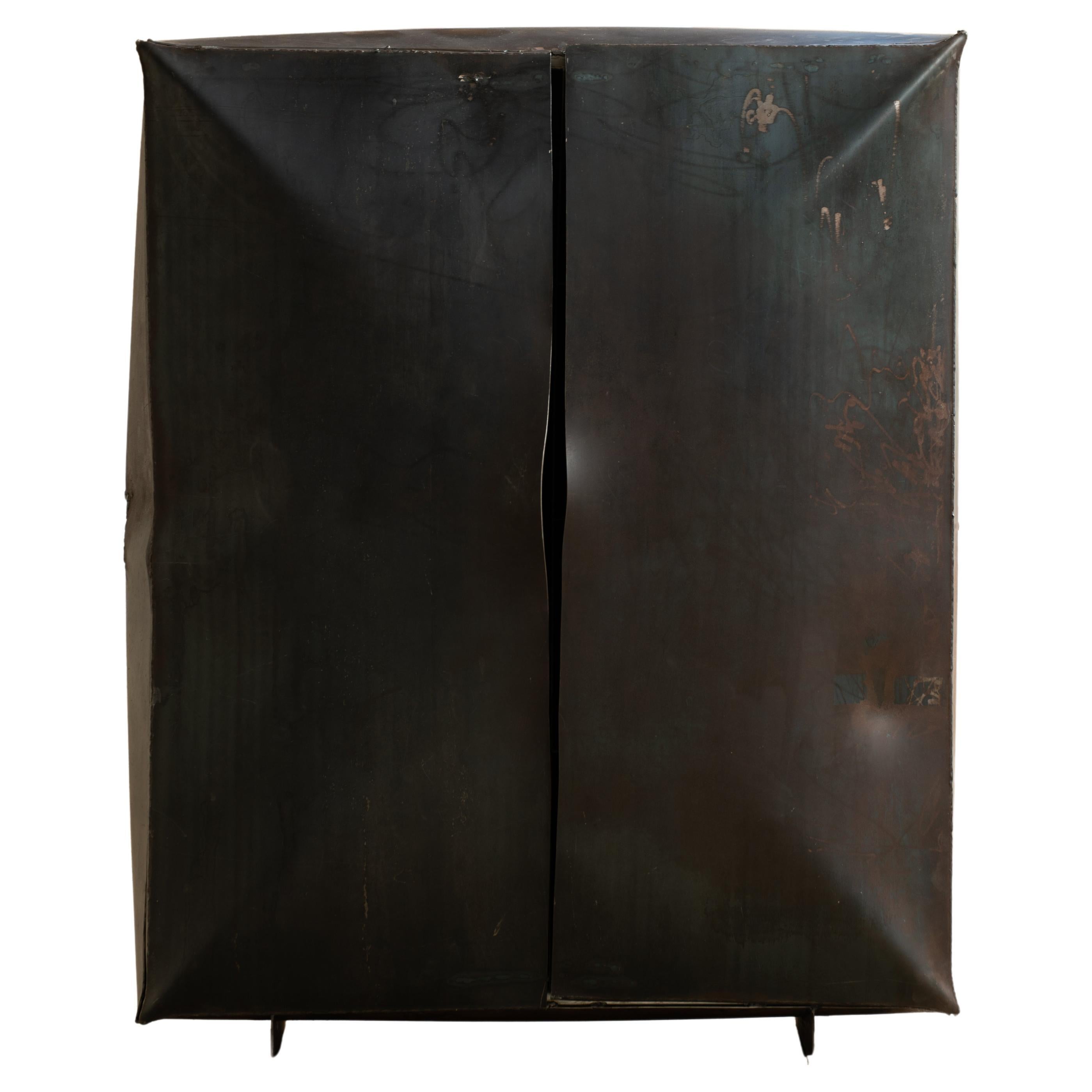 Contemporary with dynamite exploded 'Lose control' SteelCabinet by Mircea Anghel For Sale