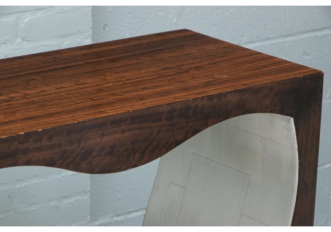 Contemporary Wood and Silvered Console Table In Good Condition In Bridgeport, CT
