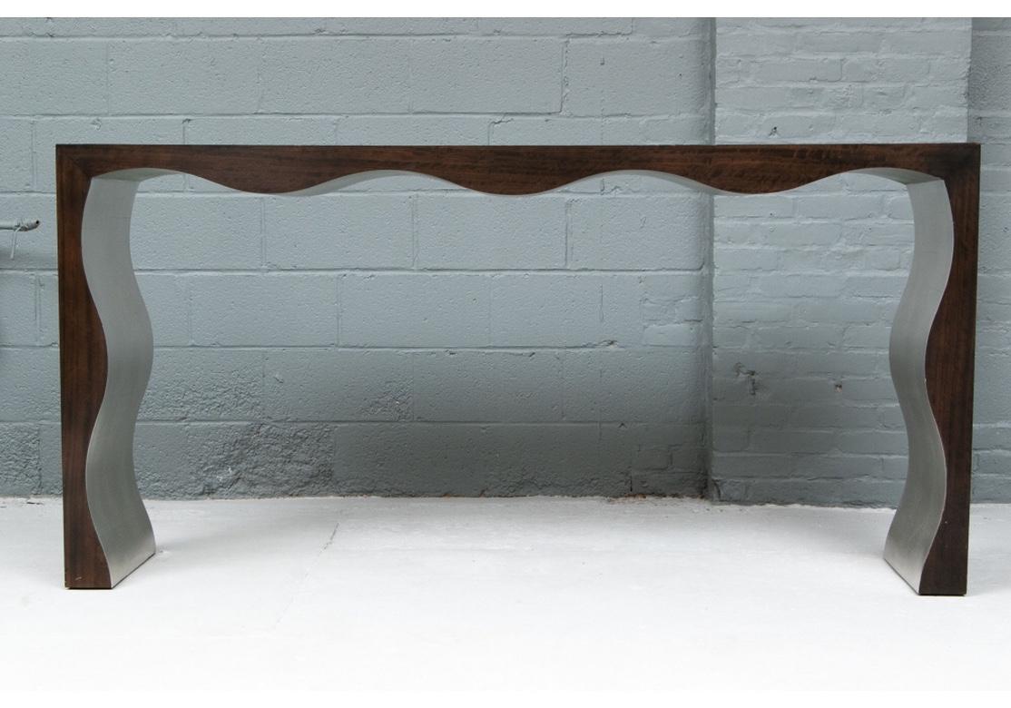 Contemporary Wood and Silvered Console Table 2