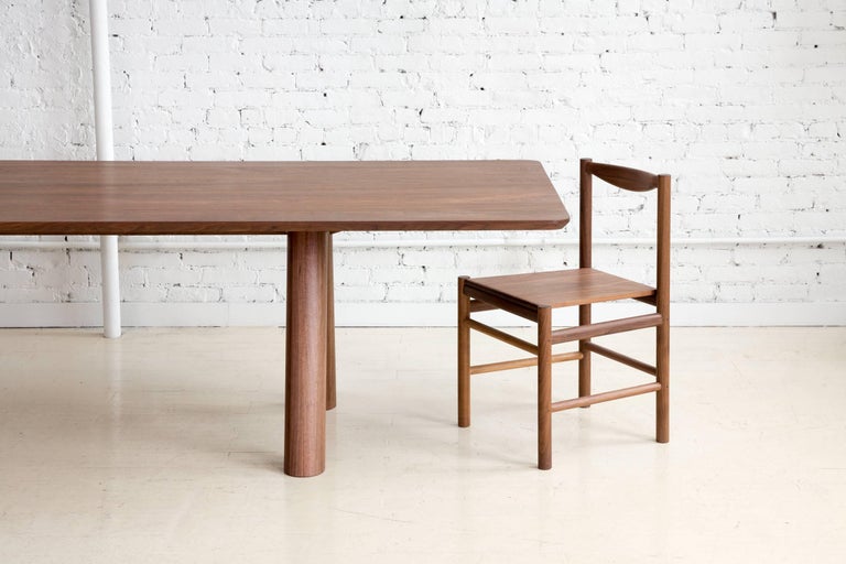 Contemporary Wood Angled Leg Column Dining Table in White Oak by Fort