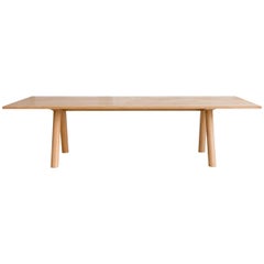 Contemporary Wood Angled Leg Column Dining Table in White Oak by Fort Standard