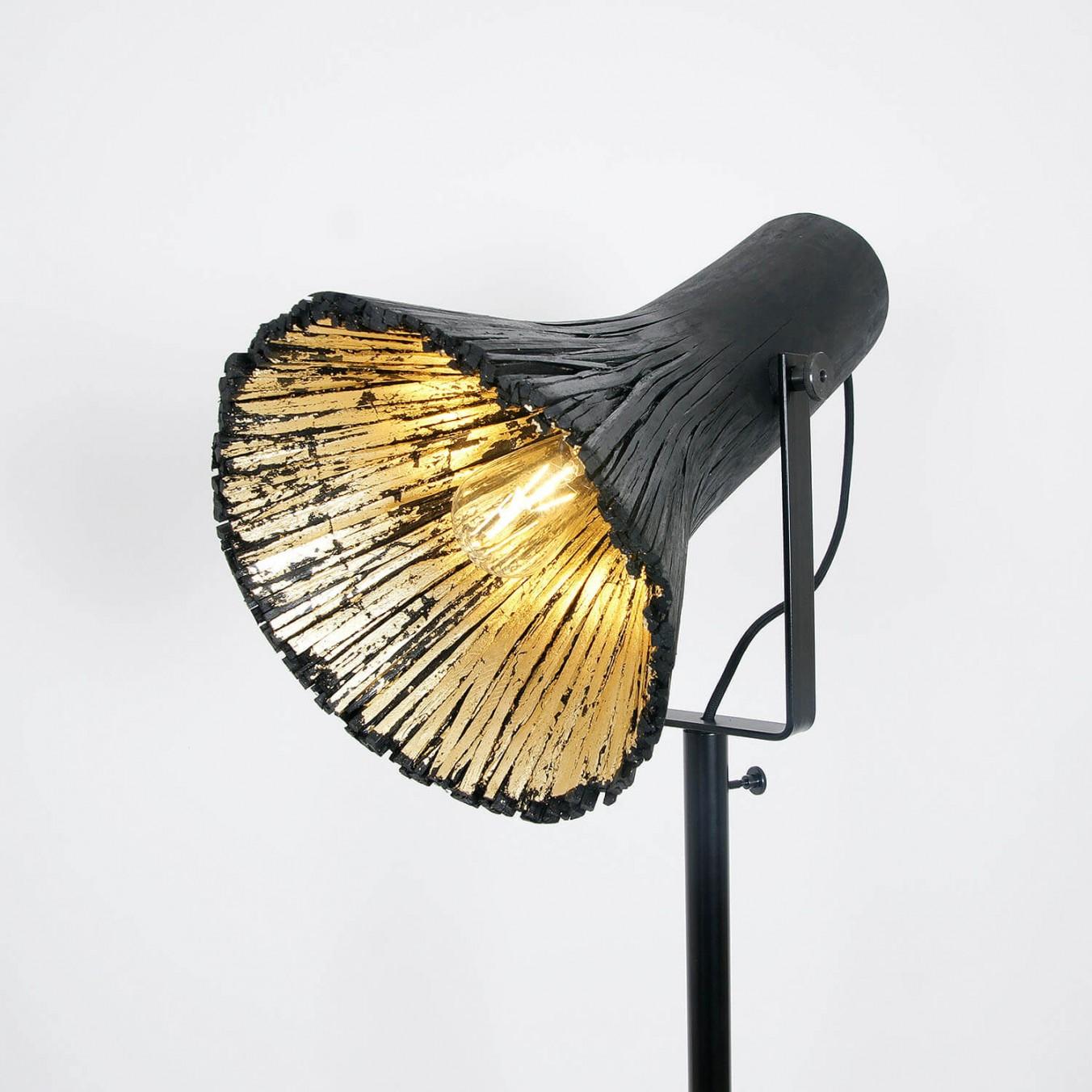Contemporary Wood & Brass Floor Lamp, Pressed Wood Natural by Johannes Hemann In New Condition For Sale In Warsaw, PL