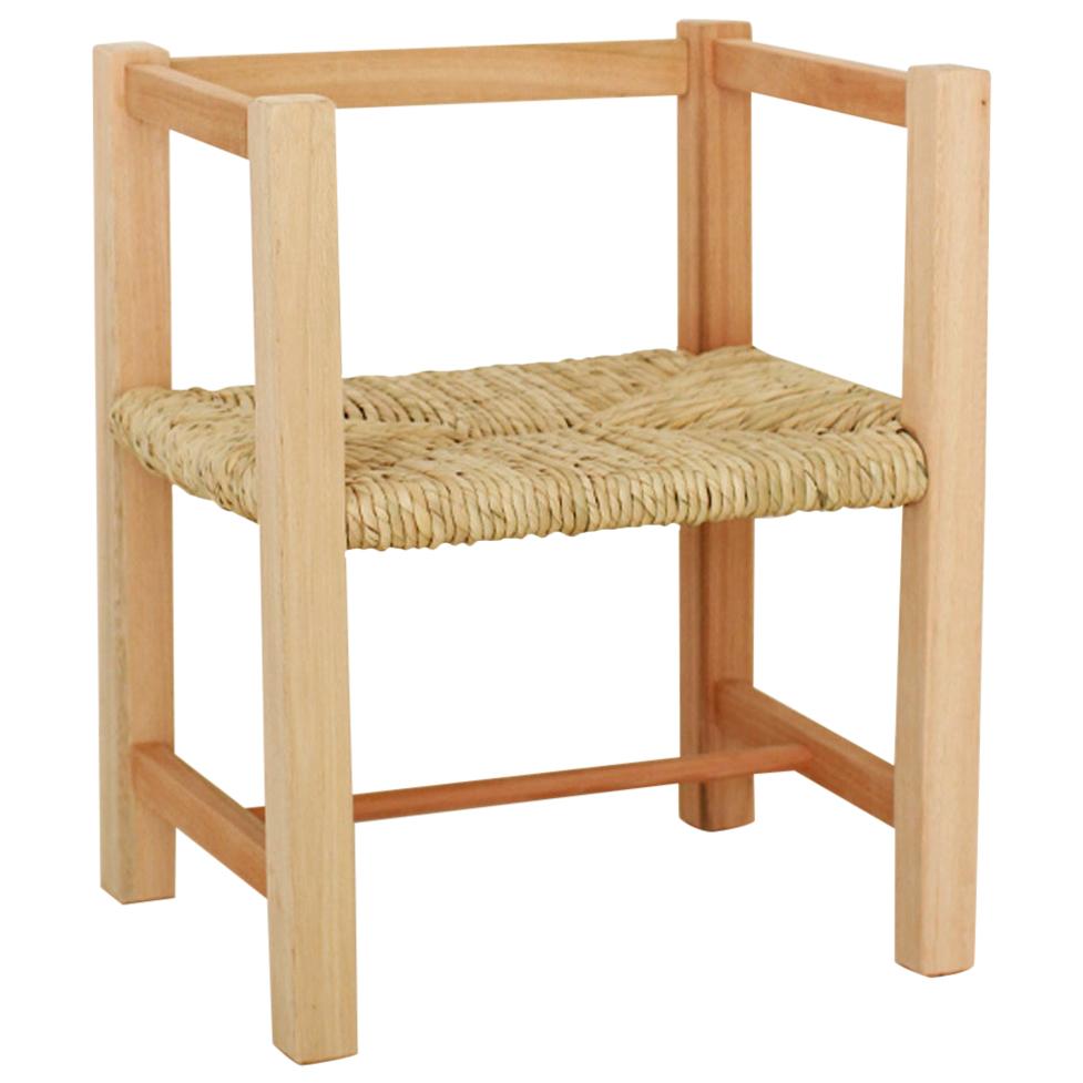 Contemporary Wood Chair with Braided Straw at 1stDibs