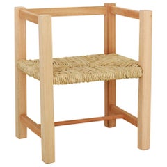 Contemporary Wood Chair with Braided Straw